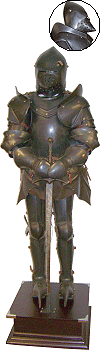 armure du chevalier noir (reproduction d'armure historique du XVe si&egrave;cle ; en fibre de verre ; &eacute;l&eacute;ment d&eacute;coratif)