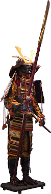 armure de samoura&iuml; en position debout (reproduction d'une armure du XVIe si&egrave;cle ; &eacute;l&eacute;ment d&eacute;coratif)