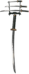coupe-papiers katana, wakisashi et tanto avec support (m&eacute;tal)
