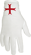 paire de gants blancs avec croix templi&egrave;re, taille unique extensible