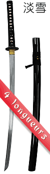 ia&iuml;to ''Awayuki'' (iaitō, lame en acier Maru, saya noire) - 3 longueurs de lame : 67, 70 et 73 cm