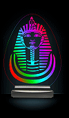 Masque fun&eacute;raire de Psoum&eacute;n&egrave;s, support et plaque lumineuse &agrave; LED