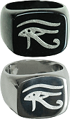 bague en acier inoxydable grav&eacute;e : oeil d'Horus