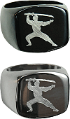 bague en acier inoxydable grav&eacute;e : ombre de samoura&iuml;