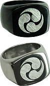 bague en acier inoxydable grav&eacute;e : Tomoe