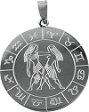 pendentif en acier inoxydable : G&eacute;meaux (signe du Zodiaque, du 21 mai au 20 juin)