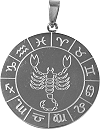 pendentif en acier inoxydable : Scorpion (signe du Zodiaque, du 23 octobre au 21 novembre)