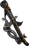 Uraeus, dague d'inspiration &eacute;gyptienne (pharaon en position osiriaque, uraeus et Anubis ; gris, noir et or)