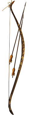 Arc droit (Long Bow) de Legolas Vertefeuille (Legolas des Neuf Marcheurs), personnage de la saga du Seigneur des Anneaux de J.R.R. Tolkien