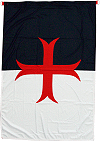 drapeau templier : baussant (beauc&eacute;ant, beaucent) avec croix templi&egrave;re patt&eacute;e rouge