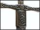 cliquez sur l'image pour l'agrandir : d&eacute;tail du fourreau (dragon et ''Excalibur'' / ''King Arthur'')