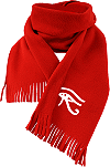 &eacute;charpe personnalis&eacute;e (exemple avec l'oeil d'Horus (Oudjat), en blanc sur une &eacute;charpe rouge)