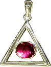 pendentif zodiacal : triangle en argent et pierre symbolique (grenat) - Le Capricorne