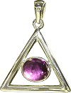 pendentif zodiacal : triangle en argent et pierre symbolique (am&eacute;thyste) - Le Poisson