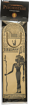 Psychostasie, ensemble de 6 marque-pages noir et or bross&eacute; (principaux dieux &eacute;gyptiens intervenant dans la Pes&eacute;e de l'&Acirc;me ou Psychostasie : Horus, Isis, Ma&acirc;t, Nephtys, Osiris et Thot)