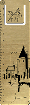 marque-pages gradu&eacute; (r&egrave;gle) 15 cm, or bross&eacute; et noir : Carcassonne