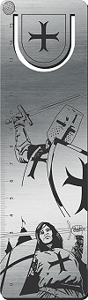 marque-pages gradu&eacute; (r&egrave;gle) 15 cm, argent bross&eacute; et noir : Templiers