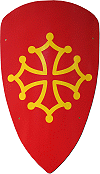 blason en bois : la croix de Toulouse (croix du Languedoc)