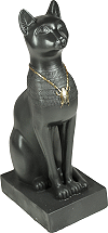 la d&eacute;esse Bastet, r&eacute;sine avec finition d'aspect basalte et or
