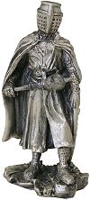 chevalier templier avec masse d'arme, cape et petit bouclier (m&eacute;tal moul&eacute; et verni)