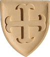croix ''cathare'' (croix ancr&eacute;e), applique murale en pierre reconstitu&eacute;e et forme de blason