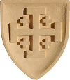 Croix de J&eacute;rusalem, applique murale en pierre reconstitu&eacute;e et forme de blason