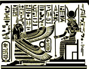 Les déesses Maât et Isis - Illustration inspir&eacute;e de la Maison d'&eacute;ternit&eacute; de la reine Nefertari, &eacute;pouse favorite de Rams&egrave;s II, la Grande &eacute;pouse royale