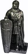 chevalier templier avec cape, bouclier et &eacute;p&eacute;e (m&eacute;tal moul&eacute; et verni)