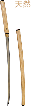 Tennen, shirasaya Practical (lame aiguis&eacute;e, en acier damass&eacute;)