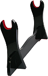 support pour katana en bois noir laqu&eacute; avec coussinets en velours rouge