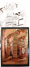 Temple de Karnak, tableau (cadre) en cuivre peint (Temple d'Amon, grande salle hypostyle)