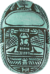 scarab&eacute;e bleu, porte-bonheur &eacute;gyptien (grand mod&egrave;le, finition matte, effet vieilli dans le sable)