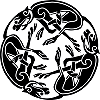 Trois chiens celtes (motif inspiré du ''Livre de Kell'')