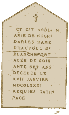 &eacute;pitaphe de Marie de Blanchefort