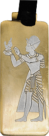 exemple d'&eacute;tiquette &agrave; bagage personnalis&eacute;e par gravure : Sethi Ier faisant l'offrande de la Ma&acirc;t (temple d'Abydos, Egypte)