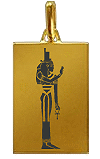 exemple de pendentif personnalis&eacute; par gravure : la d&eacute;esse Isis (pendentif rectangulaire plaqu&eacute; or)
