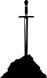 Excalibur (ombre l'épée du roi Arthur, plantée dans son rocher)